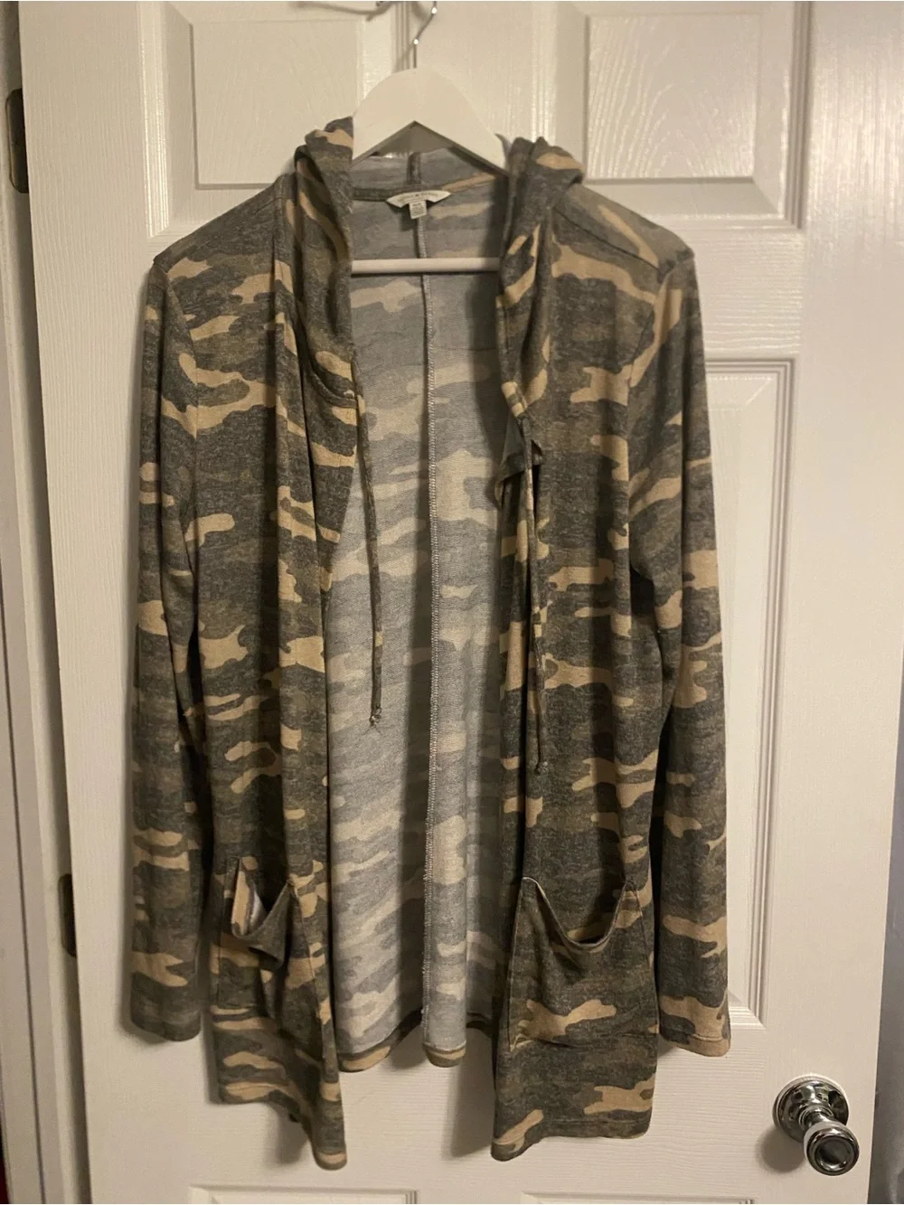 Lucky Brand Olive and Tan Camo Hooded Cardigan - Picture 1 of 3